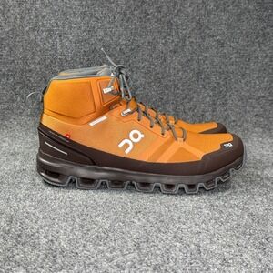 On Running Cloudrock Waterproof Hiking Boots Men 11.5 Pecan Brown Athletic Trail